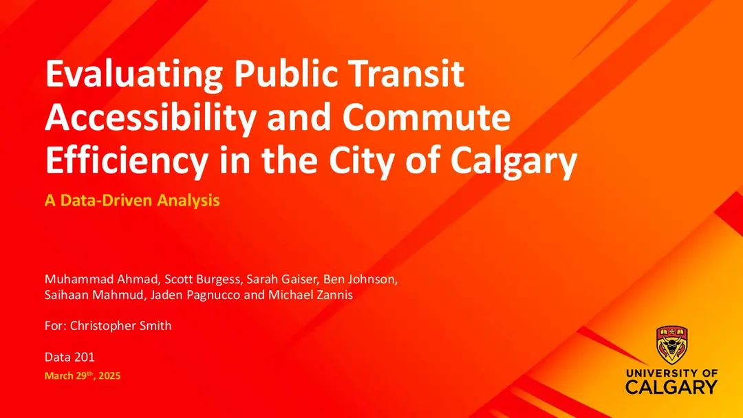 Title slide of the Calgary transit accessibility presentation