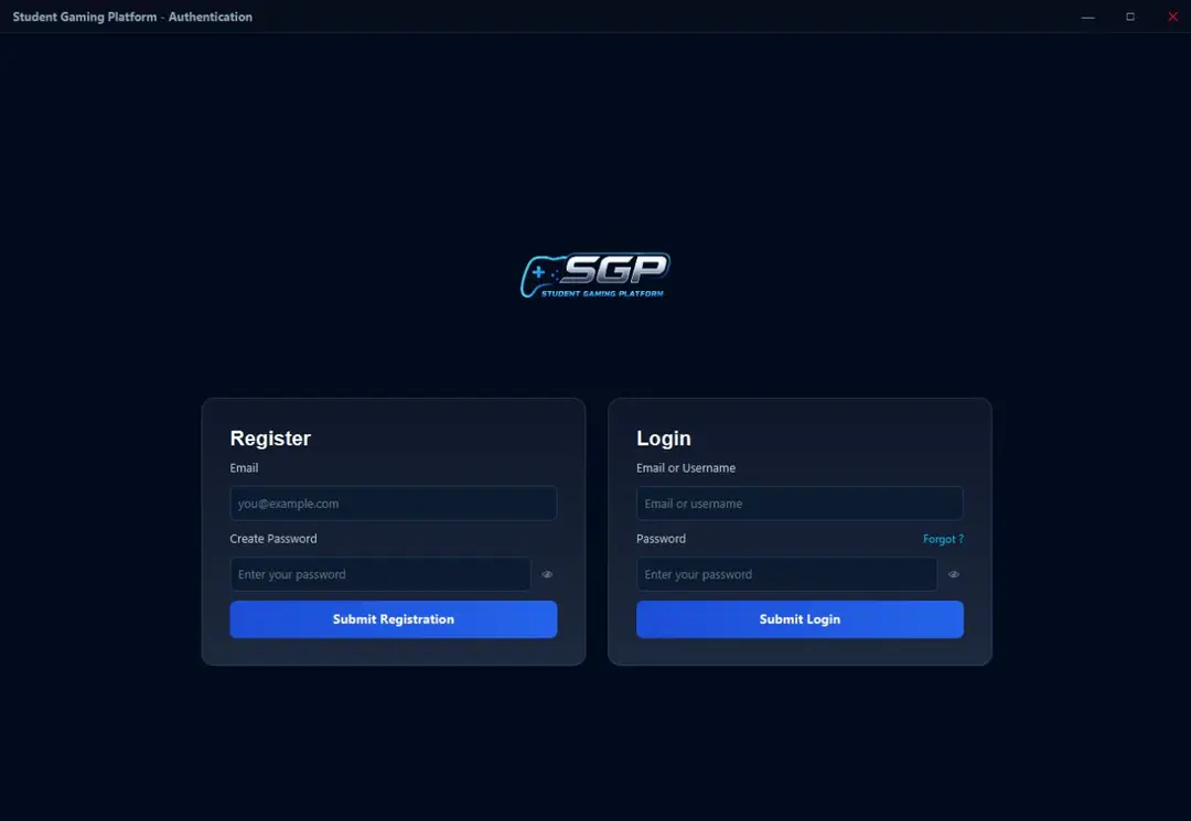 Sign-in and registration screen